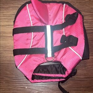 Pink Dog Life Vest with Black Straps and Buoyancy